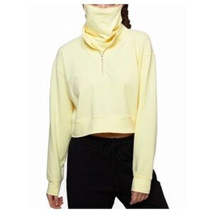 BAM BY BETSY & ADAM Womens Yellow Stretch Long Sleeve Zip Neck Crop Top XS